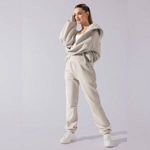 NWT 2X POPFLEX Women's Cream sweatpants cloud rollover sweatpants in  seashell